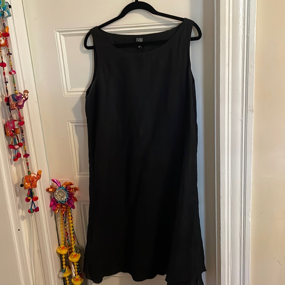 Black Eileen Fisher loose linen dress